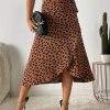 5 Benuynffy Boho Women Casual Print Tie Side Wrap Skirt Elegant High Waist Female Summer Asymmetrical Knee Length A-Line Skirts