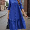 5 Vintage O Neck Long Sleeve Shirt Dress 2025 ZANZEA Spring Sundress Women Solid Work Dresses Casual Button Midi Robe Vestidos