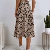 brown Benuynffy Boho Women Casual Print Tie Side Wrap Skirt Elegant High Waist Female Summer Asymmetrical Knee Length A-Line Skirts