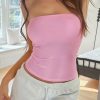 pink 2025 Spring Summer New Cross-border Amazon Europe and America Y2KSexySolid Color Open-back Knit Strapless Top Women's